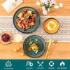 vancasso Starry 18 Pieces Dinnerware Sets for 6, Green Reactive Glaze Dishes Sets, Ceramic Plates and Bowls Set, Dinner Salad Dessert Plates, and Cereal Bowls Set, Dishwasher and Microwave Safe(Green)