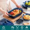 vancasso Starry 3.8 Quart Casserole Baking Dish, large lasagna pan with lid, 9×13 inch Stoneware casserole with lid, Microwave, Dishwasher Safe, Blue(Blue)
