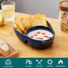 vancasso Starry Chip and Dip Bowl, Anti-Soggy Cereal Bowl, Soup and Sandwich Plate Combo, Breakfast Powls, Divided Snack Bowls, 2 Pack(White)(Blue)