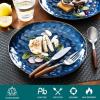 vancasso Starry Dinner Plates, 10.5 Inch Ceramic Plates, Microwave, Oven and Dishwasher Safe Plates Set of 4, Modern Dinnerware Dishes Set&Scratch Resistant-Blue