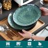vancasso Starry Dinner Plates, 10.5 Inch Ceramic Plates, Microwave, Oven and Dishwasher Safe Plates Set of 4, Modern Dinnerware Dishes Set&Scratch Resistant-Green