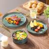 vancasso Starry Plates and Bowls Sets,12 Pieces Green Dinnerware Sets for Kitchen,Modern Stoneware Dishes Set for 4,Dishwasher and Microwave Safe(Green)