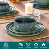 vancasso Starry Plates and Bowls Sets,12 Pieces Green Dinnerware Sets for Kitchen,Modern Stoneware Dishes Set for 4,Dishwasher and Microwave Safe(Green)