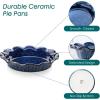 vancasso Stern Ceramic Pie Pan, 9 inch Pie Pans with Ruffled Edge, Deep Pie Dishes for Baking, Round Pie Plates for Apple, Quiche, Pot Pies, Tart, Oven & Dishwasher Safe, Set of 2, Green(Blue)