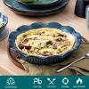 vancasso Stern Ceramic Pie Pan, 9 inch Pie Pans with Ruffled Edge, Deep Pie Dishes for Baking, Round Pie Plates for Apple, Quiche, Pot Pies, Tart, Oven & Dishwasher Safe, Set of 2, Green(Green)