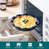 vancasso Stern Ceramic Pie Pan, 9 inch Pie Pans with Ruffled Edge, Deep Pie Dishes for Baking, Round Pie Plates for Apple, Quiche, Pot Pies, Tart, Oven & Dishwasher Safe, Set of 2, Green(Blue)