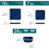 vancasso Stern Green Dinner Set- Square Reactive Glaze Dish Set- 16 Pieces Kitchen Dinnerware Stoneware Crockery with Dinner Plate, Dessert Plates, Bowl and Soup Plate Service for 4(Blue)