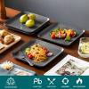 vancasso Stern Green Dinner Set- Square Reactive Glaze Dish Set- 16 Pieces Kitchen Dinnerware Stoneware Crockery with Dinner Plate, Dessert Plates, Bowl and Soup Plate Service for 4(Gray)
