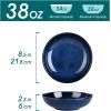 vancasso Stern Large Pasta Bowls Set of 4, 38 Oz Ceramic Salad Plate Bowls for Serving, Kitchen Stoneware Wide Bowls for Soup, Pasta, Salad, Cereals, Microwave Oven Safe, Reactive Glaze-Blue(Blue)