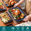 vancasso Stern Serving Platters Set of 4, 11 Inches Rectangular Ceramic Serving Plates, Green Serving Trays for Entertaining(Blue)