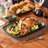 vancasso Stern Serving Platters Set of 4, 11 Inches Rectangular Ceramic Serving Plates, Green Serving Trays for Entertaining(Green)