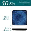vancasso Stern Square Dinner Plates Set of 4, 10.5 Inch Dessert Plates, Reactive Change Glaze Blue Serving Pasta Salad Plate Dish, Scratch Resistant(Blue)