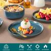 vancasso VEGA Plates and Bowls Sets, 12 Pieces Stoneware Dinnerware Sets Dishes Set Modern kitchen Dishware Sets Service for 4, Dishwasher and Microwave Safe, Blue(Blue)