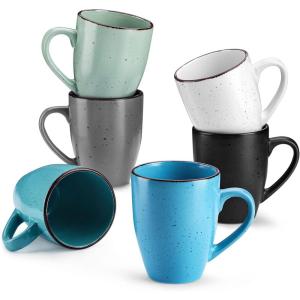 vancasso Moda Ceramic Coffee Mug Set for Cappuccino, Latte, Tea, Microwave and Dishwasher, Assorted Colors 1.7-355ml