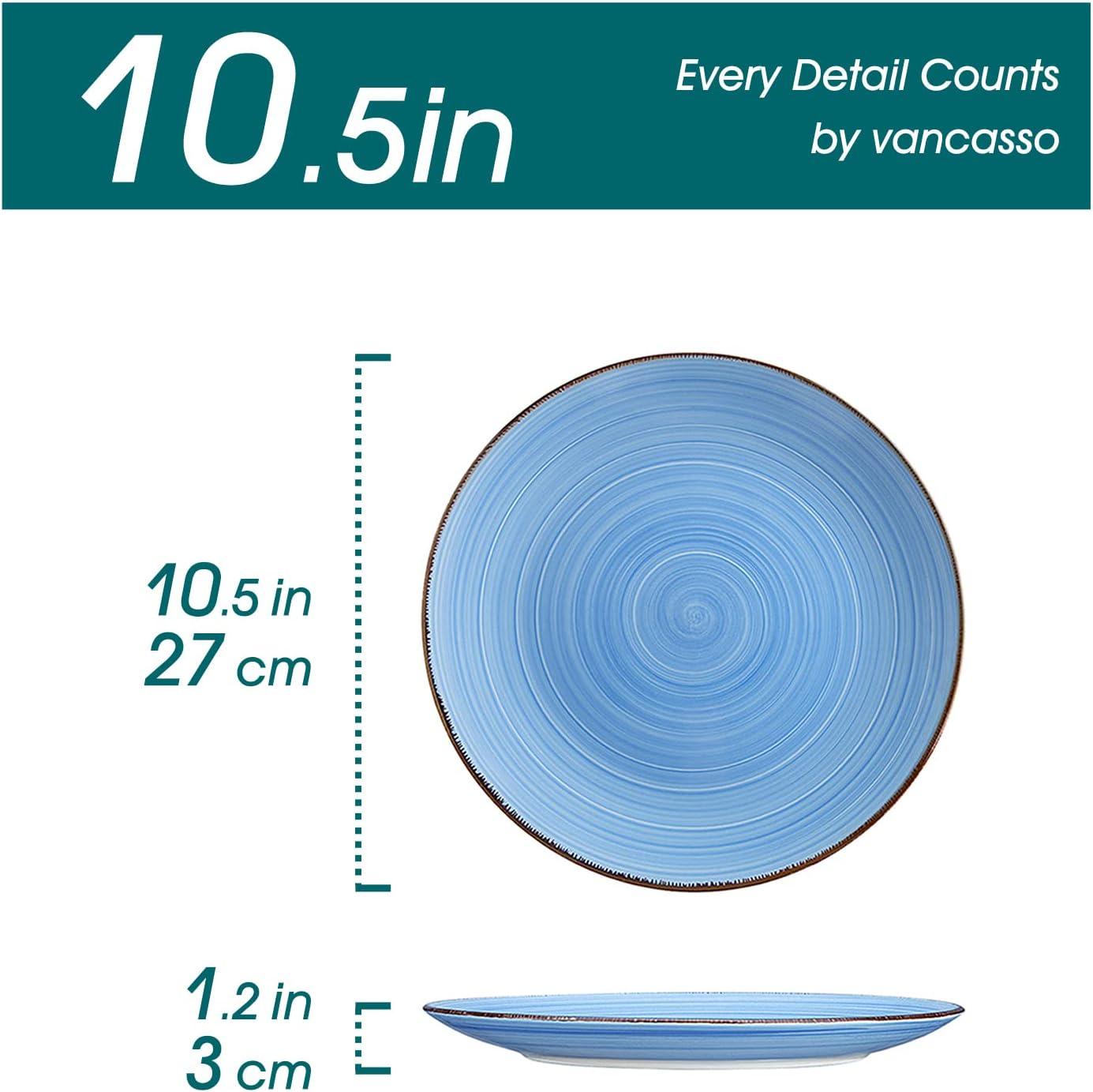 imagevancasso Bonita Dinner Plate Set 105 Inch Ceramic Plates Colorful Salad Plates set of 6 Microwave Oven and Dishwasher Safe Assorted ColorCool Color