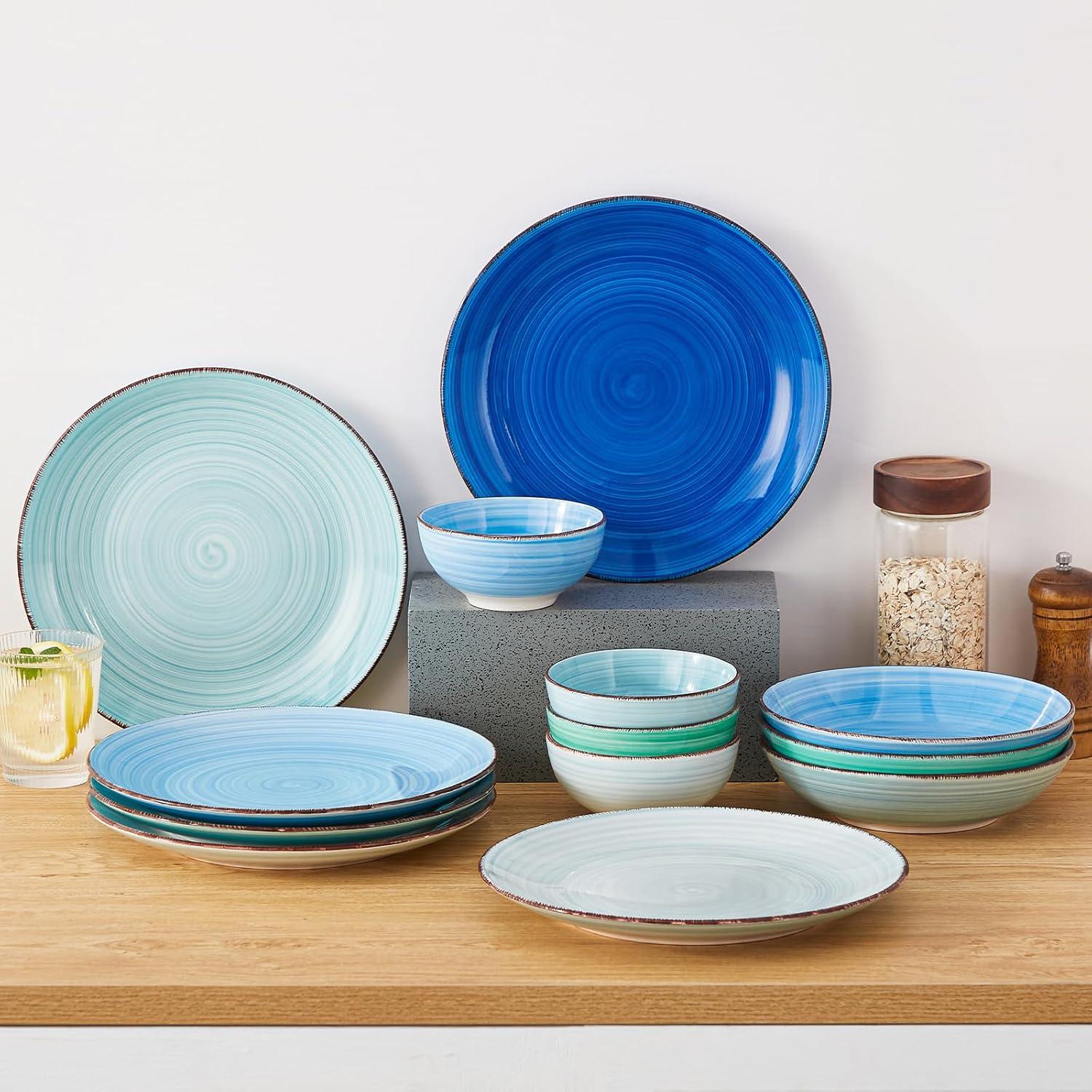 imagevancasso Bonita Dinner Plate Set 105 Inch Ceramic Plates Colorful Salad Plates set of 6 Microwave Oven and Dishwasher Safe Assorted ColorCool Color