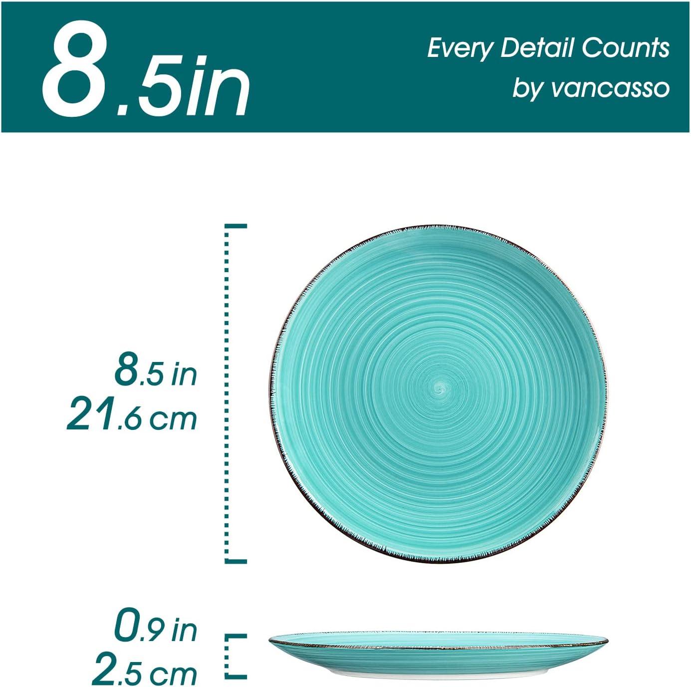 imagevancasso Bonita Dinner Plate Set 105 Inch Ceramic Plates Colorful Salad Plates set of 6 Microwave Oven and Dishwasher Safe Assorted ColorCool Color