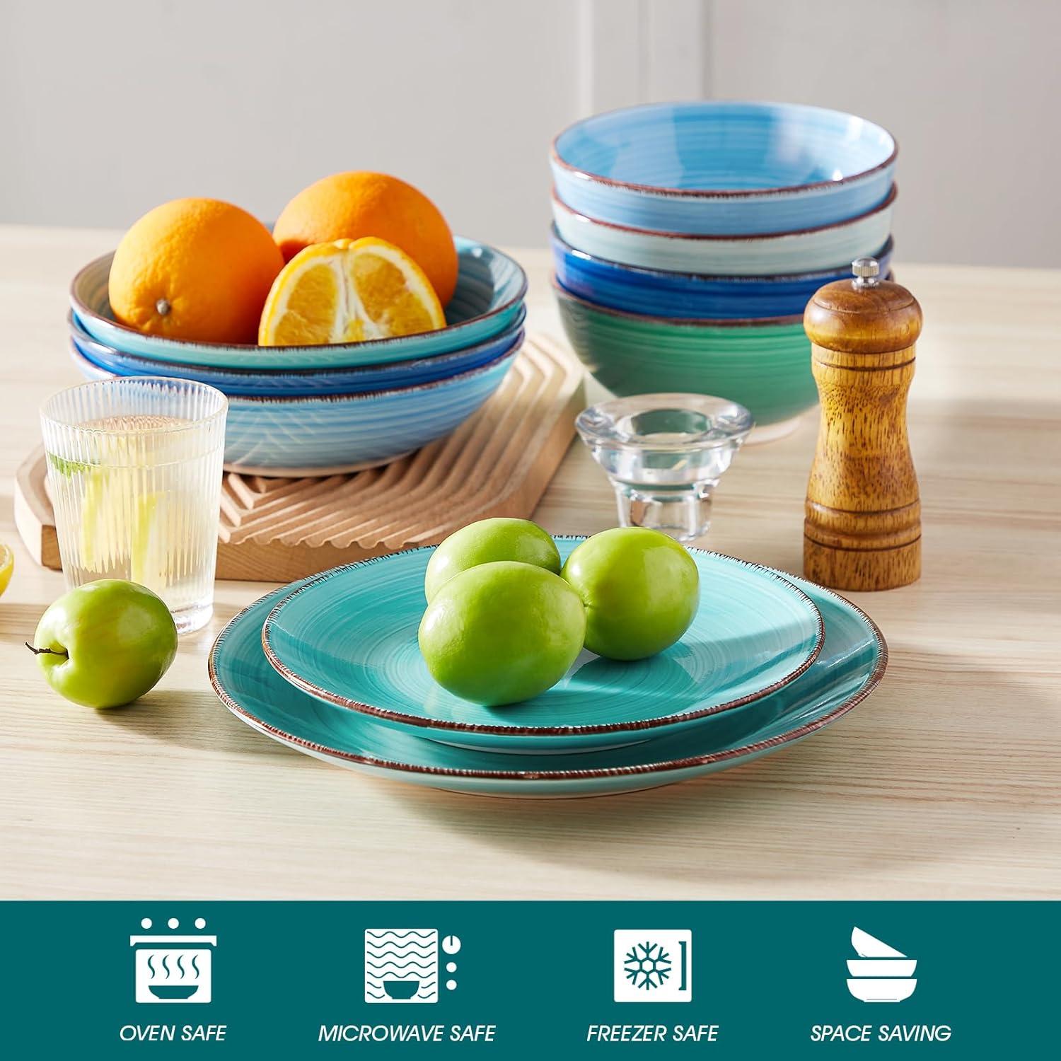 imagevancasso Bonita Dinner Plate Set 105 Inch Ceramic Plates Colorful Salad Plates set of 6 Microwave Oven and Dishwasher Safe Assorted ColorCool Color