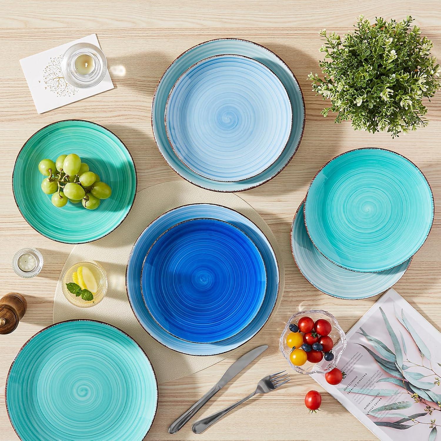 imagevancasso Bonita Dinner Plate Set 105 Inch Ceramic Plates Colorful Salad Plates set of 6 Microwave Oven and Dishwasher Safe Assorted ColorCool Color