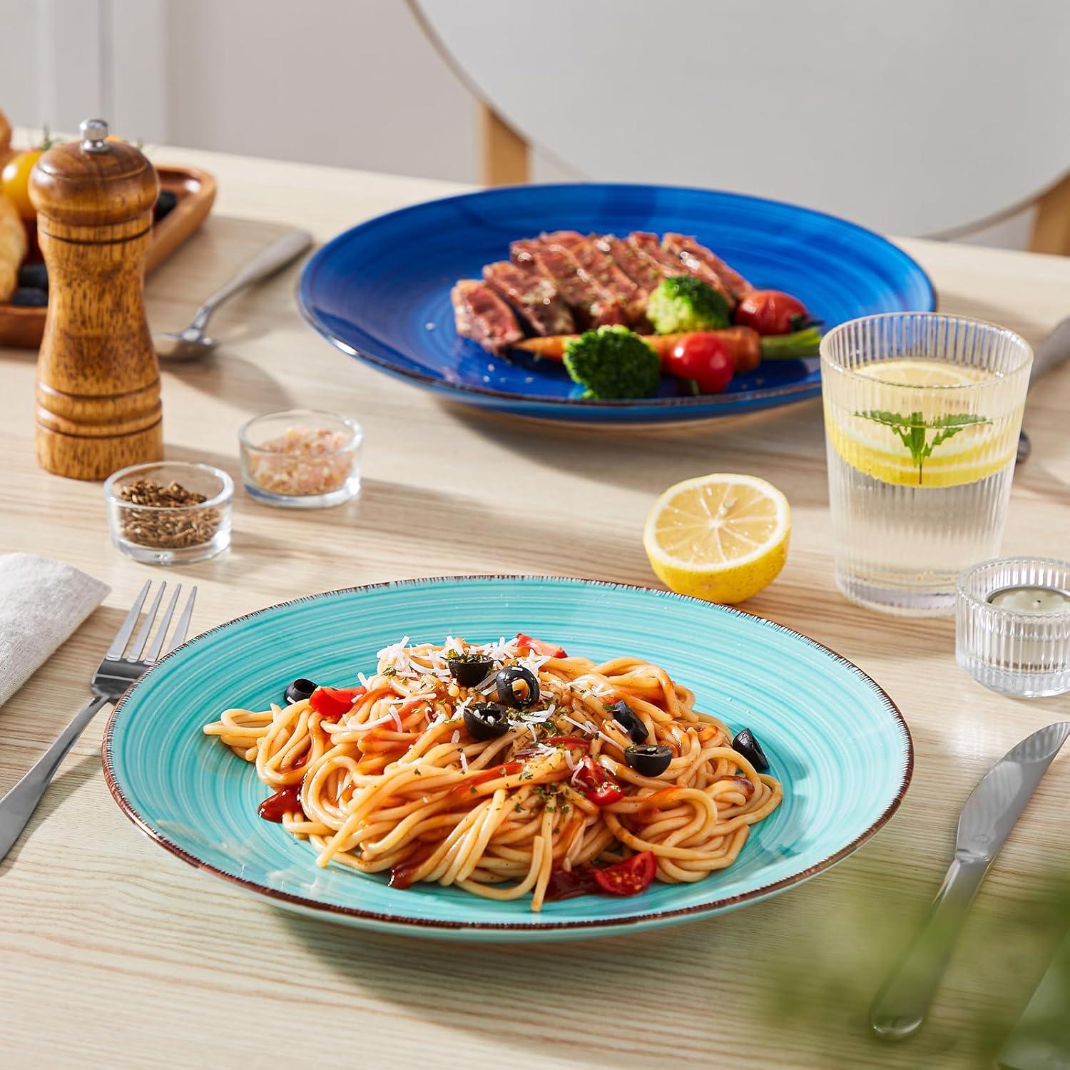 imagevancasso Bonita Dinner Plate Set 105 Inch Ceramic Plates Colorful Salad Plates set of 6 Microwave Oven and Dishwasher Safe Assorted ColorCool Color
