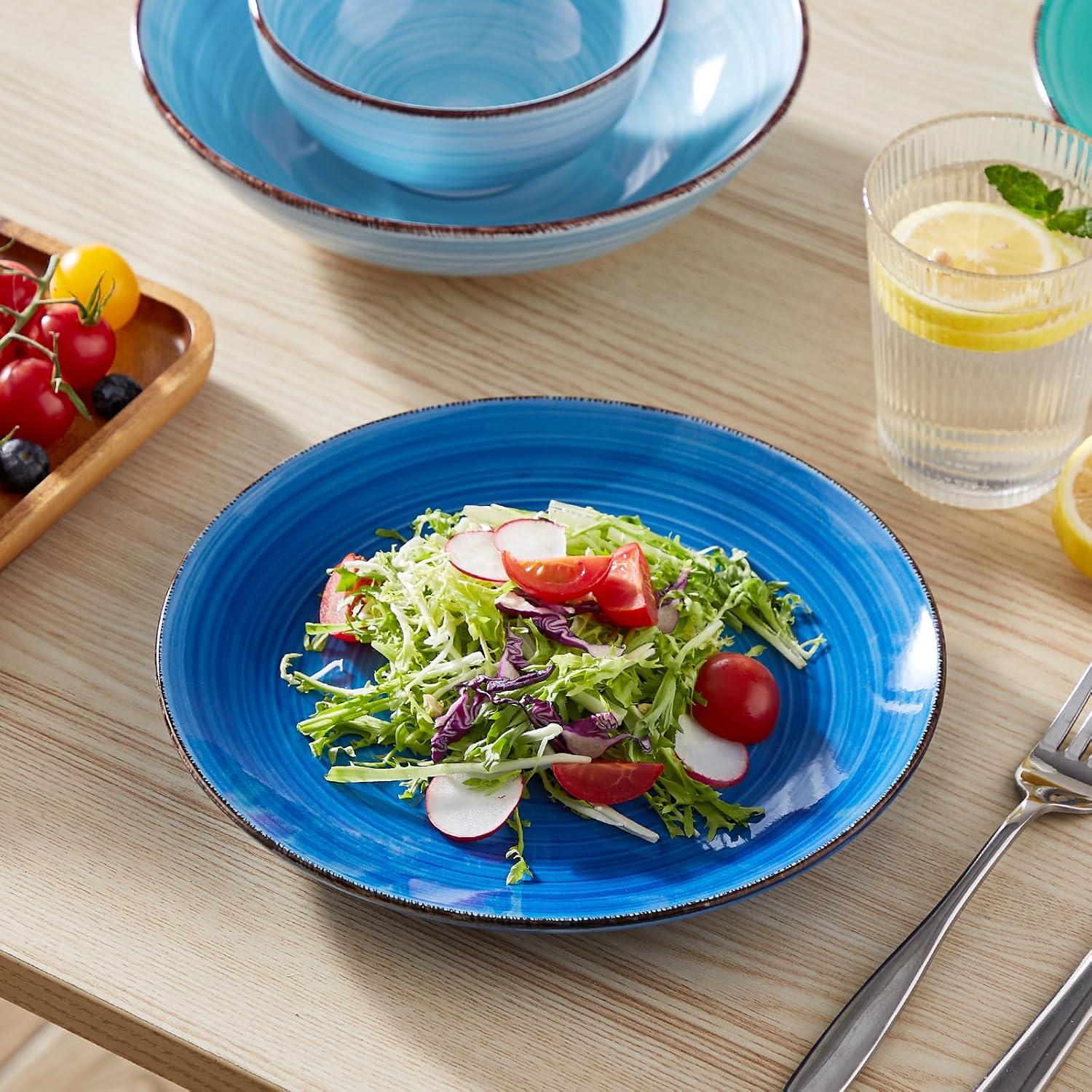 imagevancasso Bonita Dinner Plate Set 105 Inch Ceramic Plates Colorful Salad Plates set of 6 Microwave Oven and Dishwasher Safe Assorted ColorCool Color