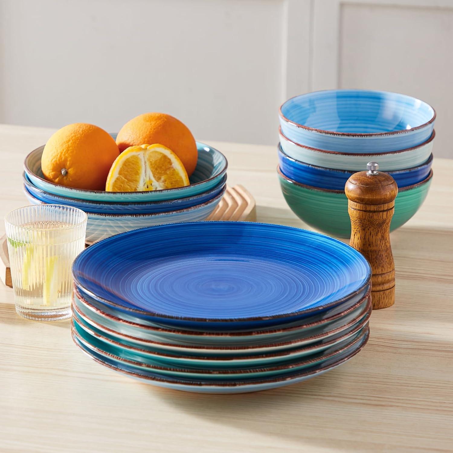 imagevancasso Bonita Dinner Plate Set 105 Inch Ceramic Plates Colorful Salad Plates set of 6 Microwave Oven and Dishwasher Safe Assorted ColorCool Color
