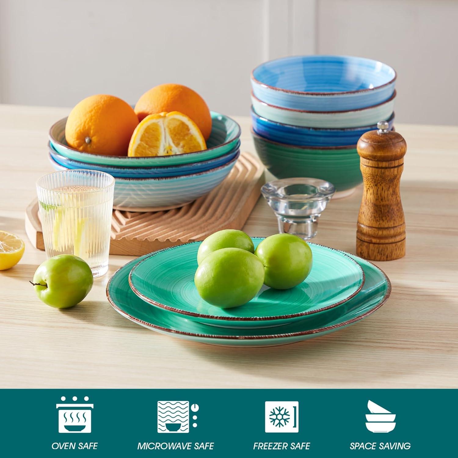 imagevancasso Bonita Dinner Plate Set 105 Inch Ceramic Plates Colorful Salad Plates set of 6 Microwave Oven and Dishwasher Safe Assorted ColorCool Color
