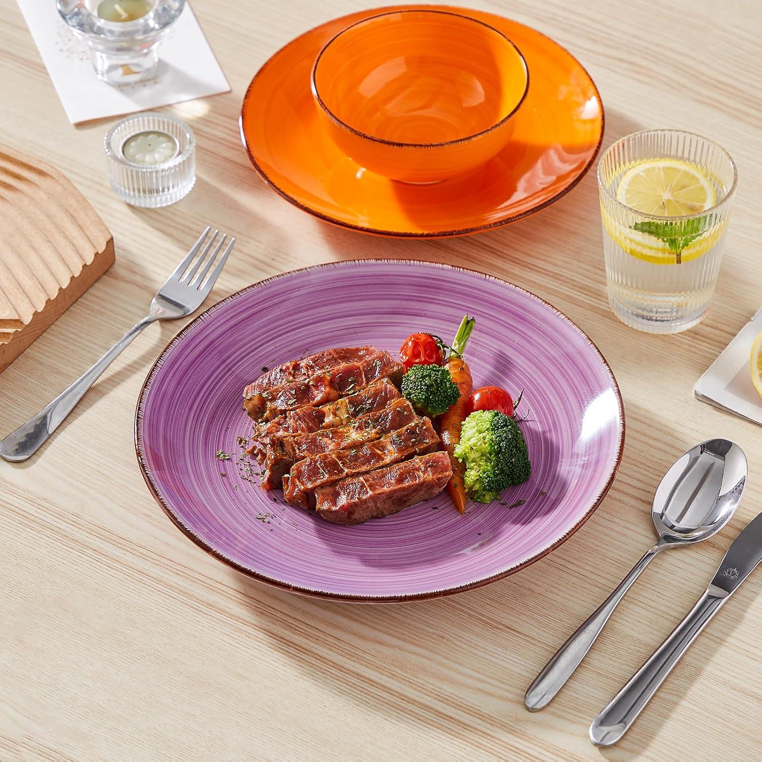 imagevancasso Bonita Dinner Plate Set 105 Inch Ceramic Plates Colorful Salad Plates set of 6 Microwave Oven and Dishwasher Safe Assorted ColorWarm Color