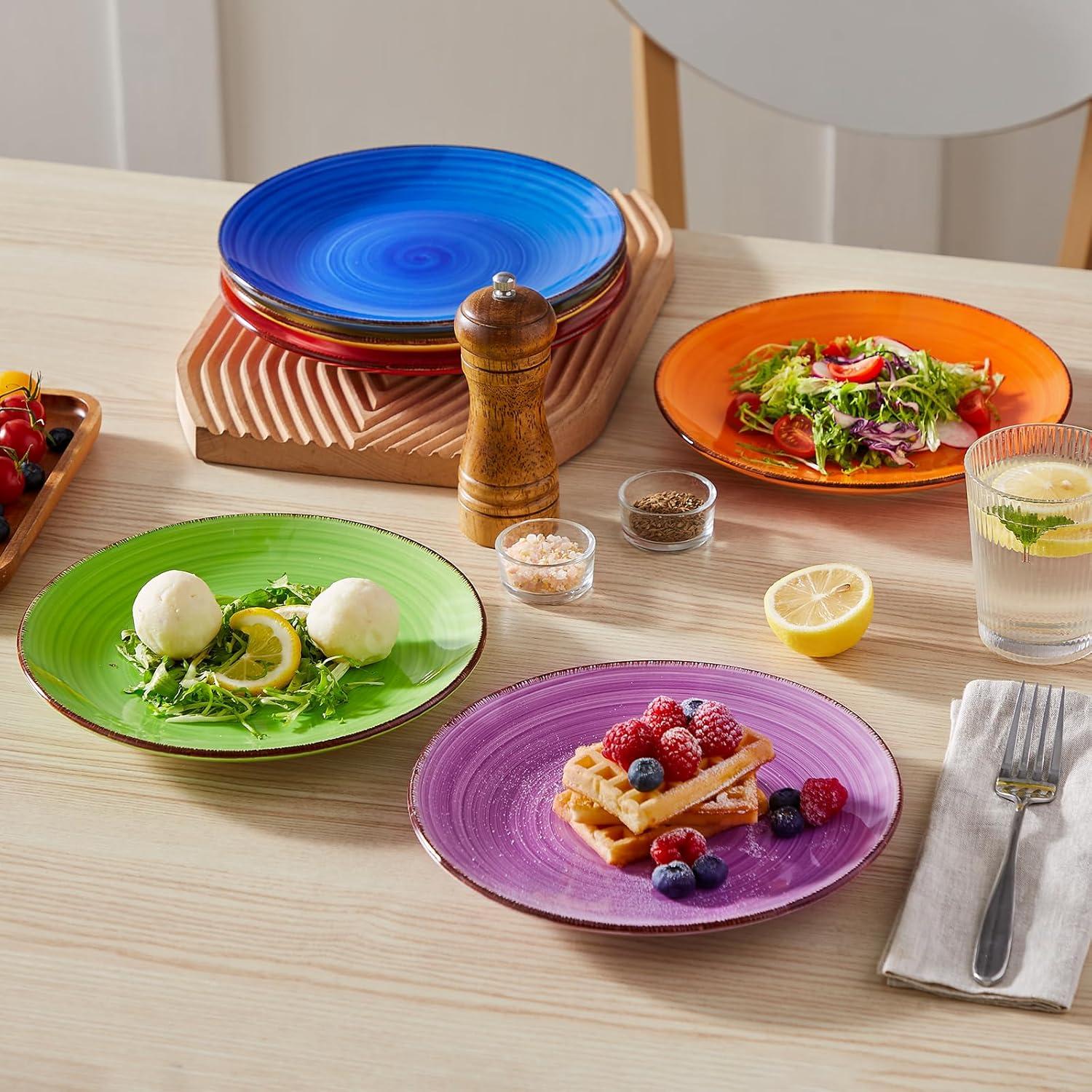 imagevancasso Bonita Dinner Plate Set 105 Inch Ceramic Plates Colorful Salad Plates set of 6 Microwave Oven and Dishwasher Safe Assorted ColorWarm Color