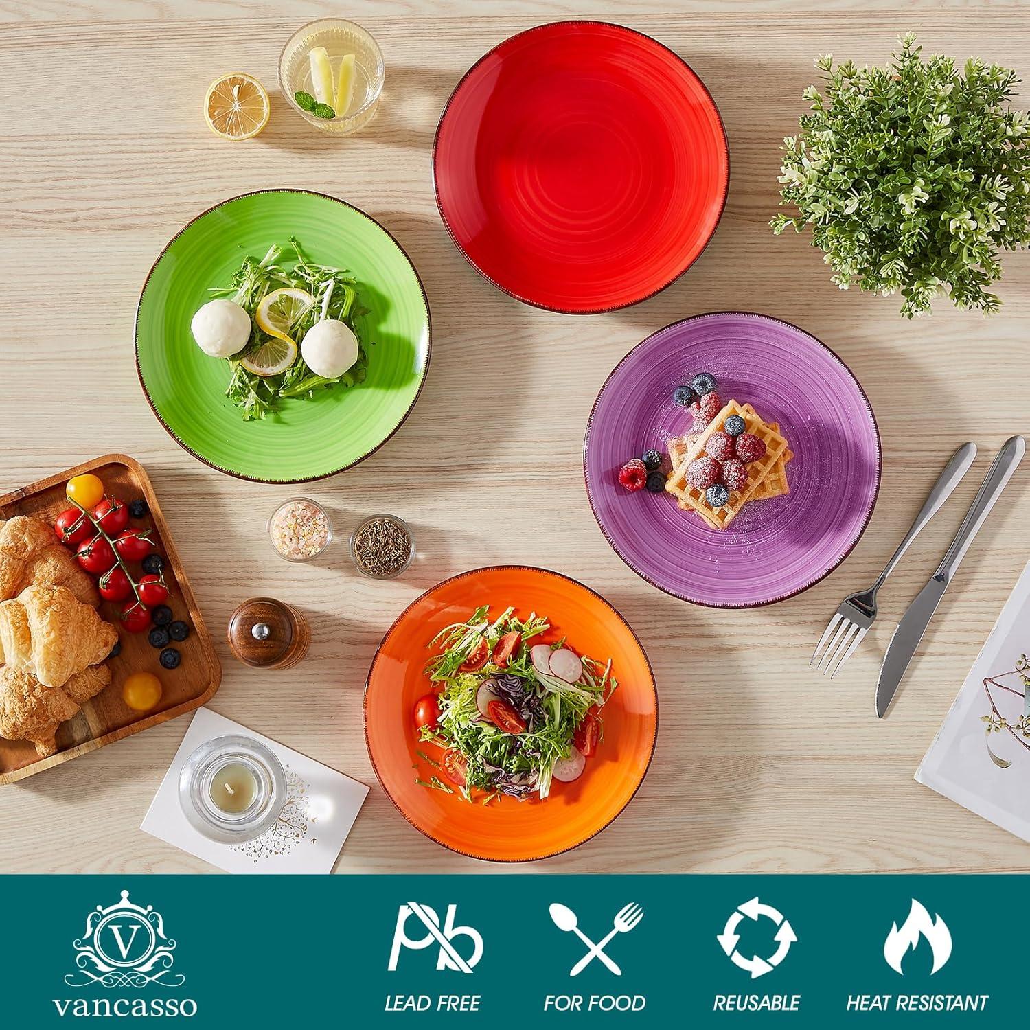 imagevancasso Bonita Dinner Plate Set 105 Inch Ceramic Plates Colorful Salad Plates set of 6 Microwave Oven and Dishwasher Safe Assorted ColorWarm Color