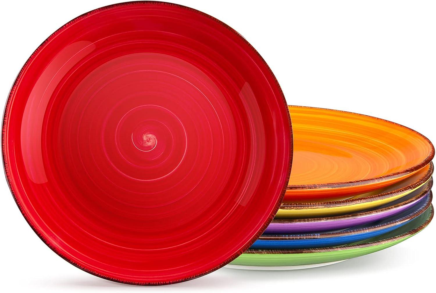 imagevancasso Bonita Dinner Plate Set 105 Inch Ceramic Plates Colorful Salad Plates set of 6 Microwave Oven and Dishwasher Safe Assorted ColorWarm Color