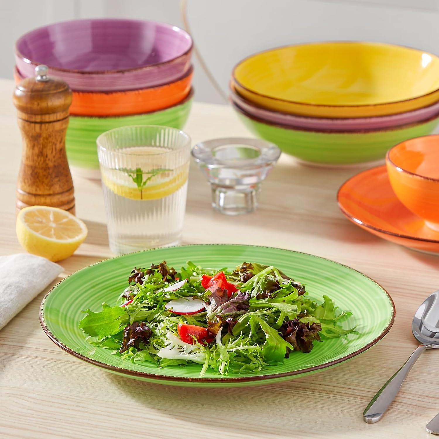 imagevancasso Bonita Dinner Plate Set 105 Inch Ceramic Plates Colorful Salad Plates set of 6 Microwave Oven and Dishwasher Safe Assorted ColorWarm Color