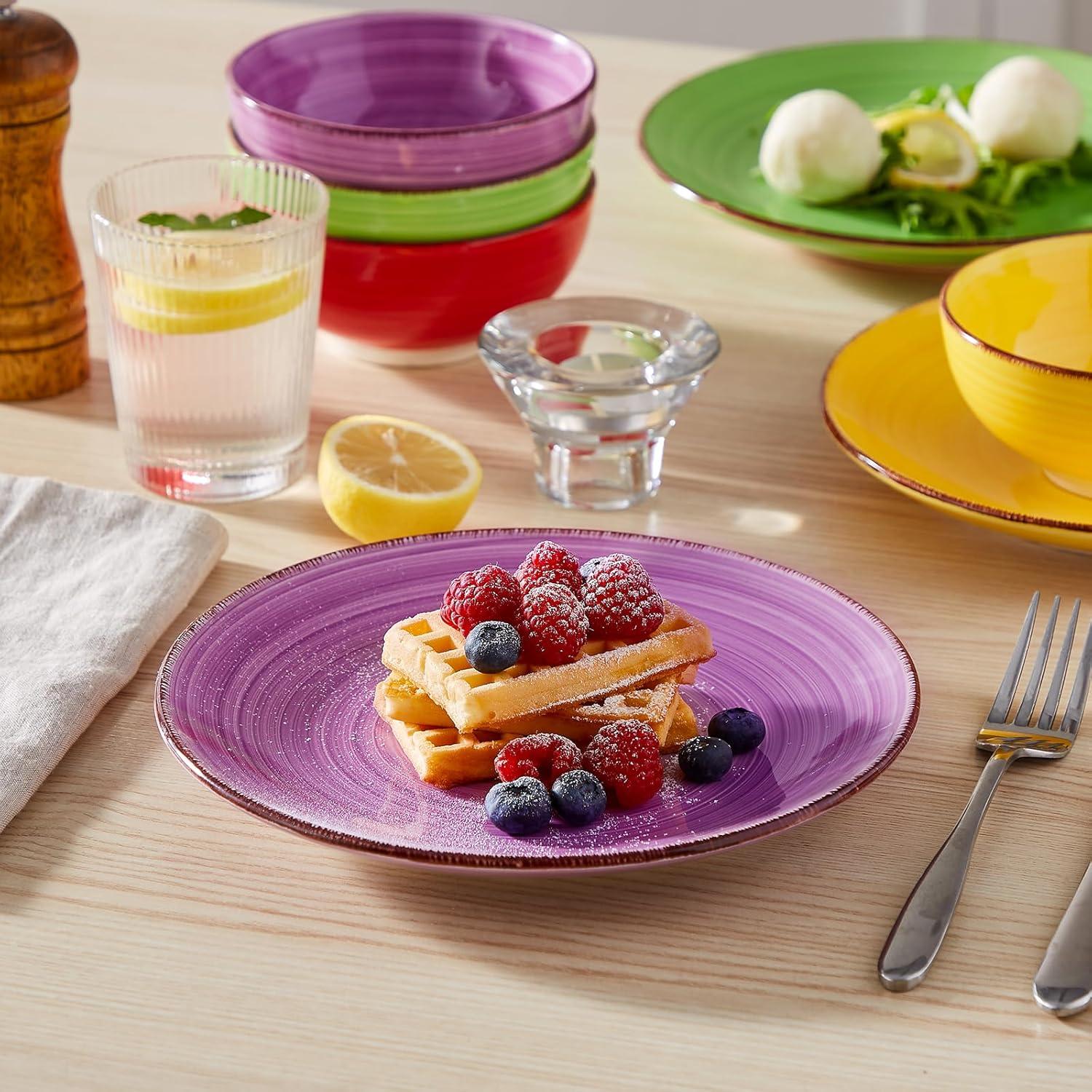 imagevancasso Bonita Dinner Plate Set 105 Inch Ceramic Plates Colorful Salad Plates set of 6 Microwave Oven and Dishwasher Safe Assorted ColorWarm Color