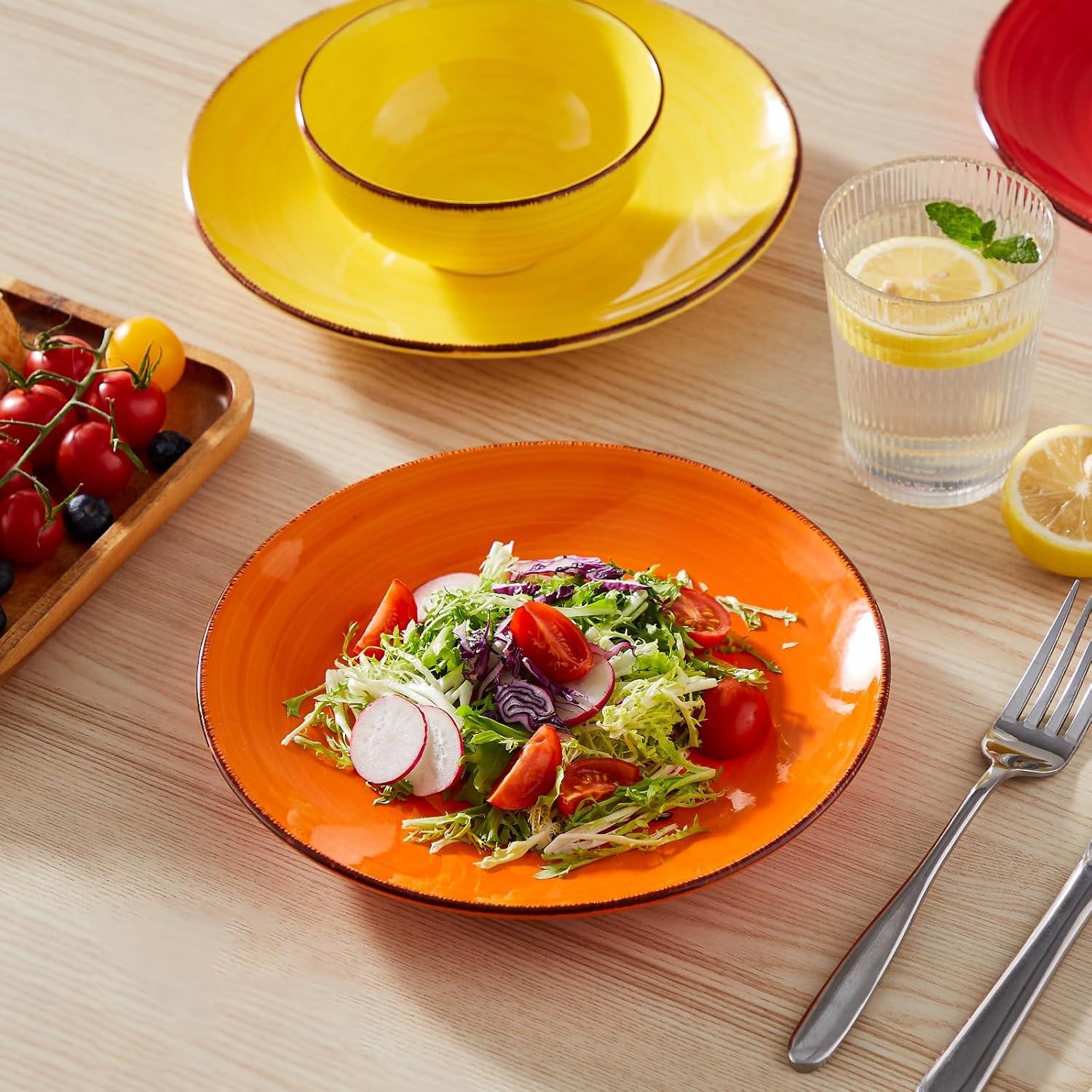 imagevancasso Bonita Dinner Plate Set 105 Inch Ceramic Plates Colorful Salad Plates set of 6 Microwave Oven and Dishwasher Safe Assorted ColorWarm Color