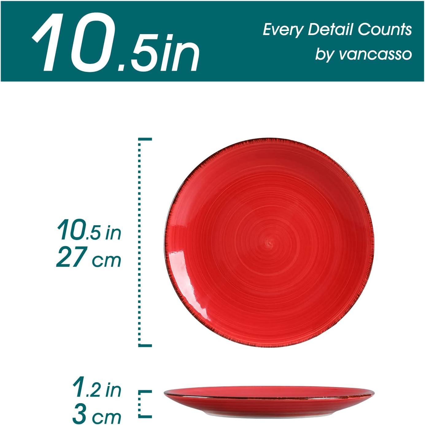 imagevancasso Bonita Dinner Plate Set 105 Inch Ceramic Plates Colorful Salad Plates set of 6 Microwave Oven and Dishwasher Safe Assorted ColorWarm Color