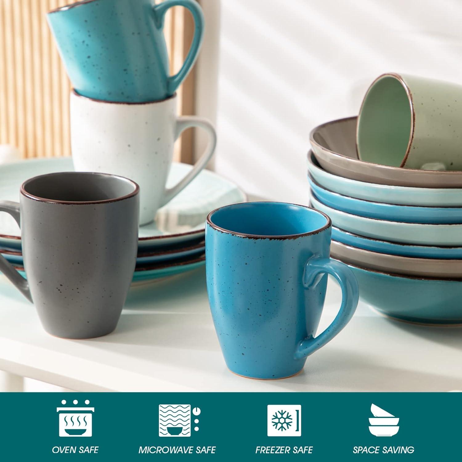 imagevancasso Moda Ceramic Coffee Mug Set for Cappuccino Latte Tea Microwave and Dishwasher Assorted Colors 17355ml