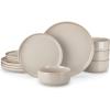 vancasso PLAYA Plates and Bowls Sets,12 Pieces Grey Dinnerware Sets for Kitchen,Reactive Glaze Dishes Set for 4,Dishwasher and Microwave Safe(Gray)