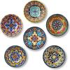 vancasso SIMI 2.7 Oz Ceramic Dipping Bowls Sets of 6, Bohemian Small Bowls for Sauce, 3 Inch Mini Appetizer Plates for Soy Sauce, Sushi, Condiments & Side Dishes, Microwave & Dishwasher Safe