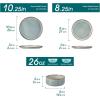 vancasso PLAYA Plates and Bowls Sets,12 Pieces Grey Dinnerware Sets for Kitchen,Reactive Glaze Dishes Set for 4,Dishwasher and Microwave Safe(Light Blue)