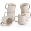 vancasso PLAYA Coffee Mugs Set of 6, 12 oz Coffee Cups Ceramic, Stoneware Mugs with Handle for Latte, Tea, Cappuccino, Milk, Cocoa, Easy Hold & Clean, Microwave & Dishwasher Safe – Brown(Beige)