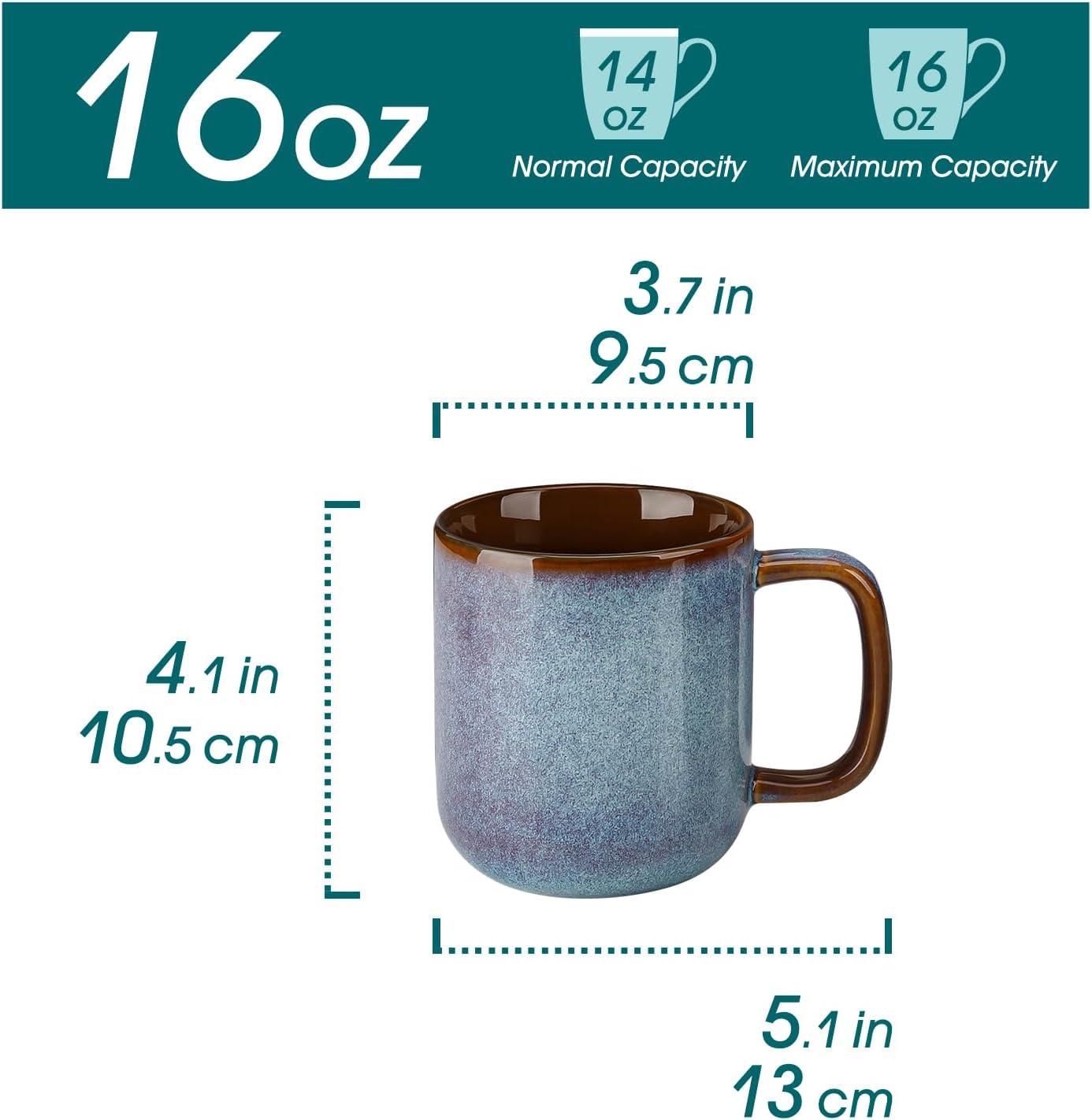 imagevancasso PLAYA Coffee Mugs Set of 6 12 oz Coffee Cups Ceramic Stoneware Mugs with Handle for Latte Tea Cappuccino Milk Cocoa Easy Hold ampamp Clean Microwave ampamp Dishwasher Safe BrownBlue