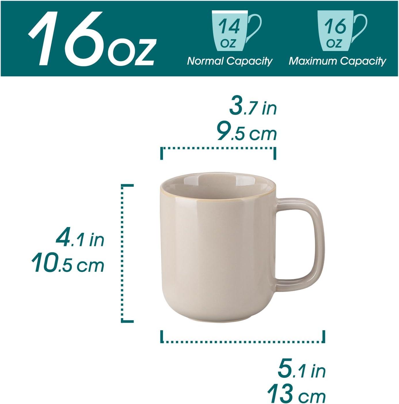 imagevancasso PLAYA Coffee Mugs Set of 6 12 oz Coffee Cups Ceramic Stoneware Mugs with Handle for Latte Tea Cappuccino Milk Cocoa Easy Hold ampamp Clean Microwave ampamp Dishwasher Safe BrownGray