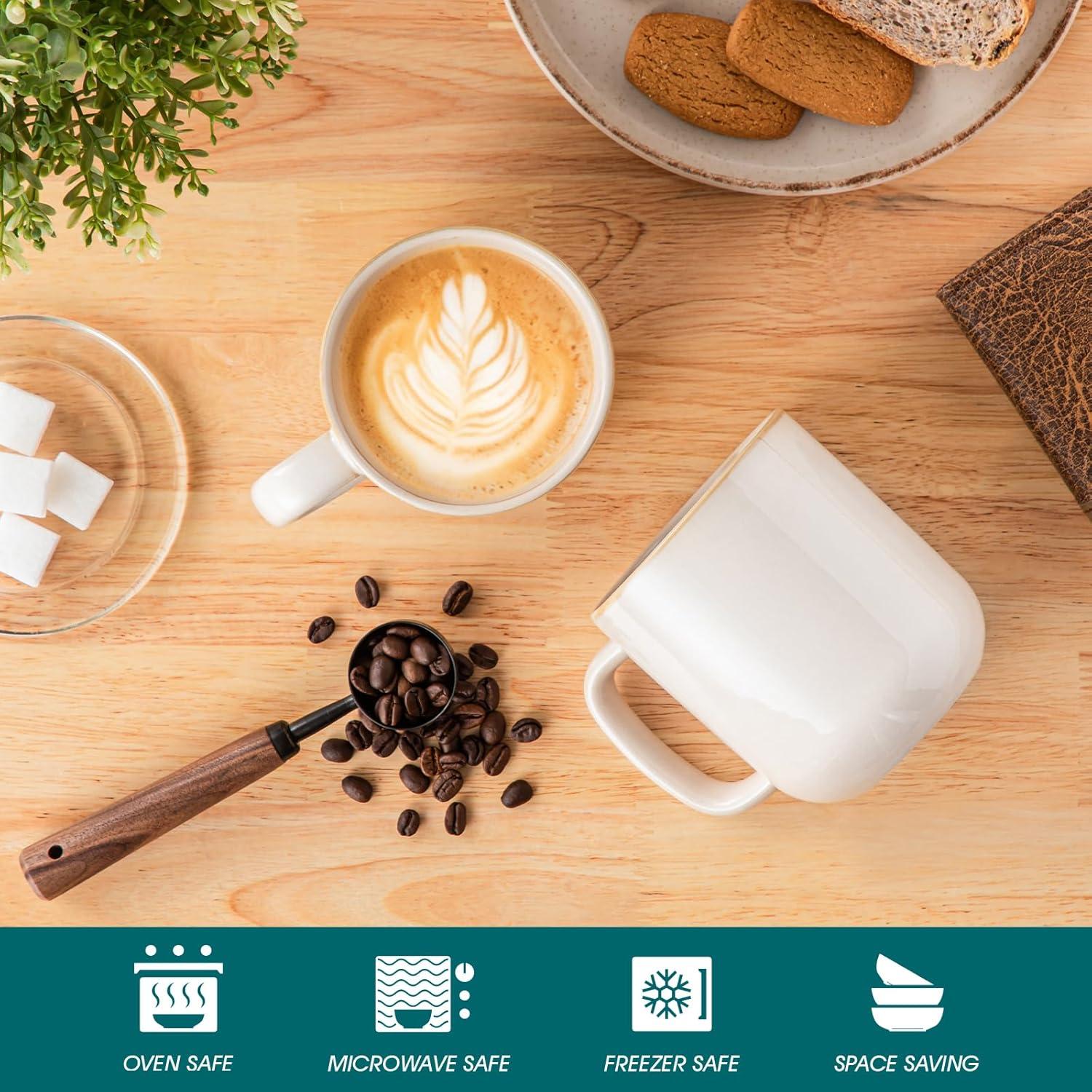 imagevancasso PLAYA Coffee Mugs Set of 6 12 oz Coffee Cups Ceramic Stoneware Mugs with Handle for Latte Tea Cappuccino Milk Cocoa Easy Hold ampamp Clean Microwave ampamp Dishwasher Safe BrownBeige