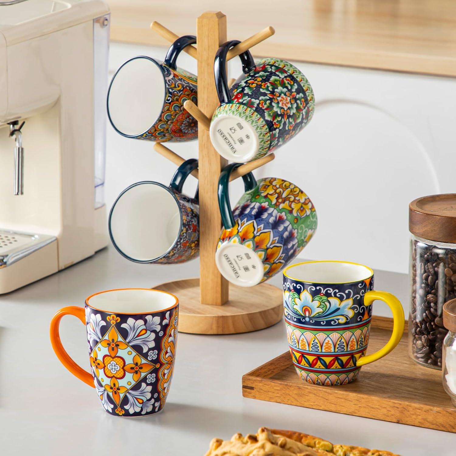 imagevancasso 12 oz Coffee Mugs Set of 6 Ceramic Mug with Handle Boho Coffee Cups for Latte Cappuccino ampamp Hot Chocolate Dishwasher ampamp Microwave Safe Gift Set Series SIMI12 OZ Set of 6