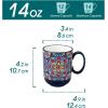 vancasso Boho Coffee Mugs Set of 6, 14 oz Ceramic Mugs with Handle, Colorful Porcelain Cups Microwave Dishwasher Safe, for Latte Tea Cappuccino Cocoa Hot Chocolate