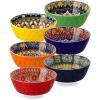 vancasso 26oz Cereal Bowls Set of 6, Boho Ceramic Soup Bowls with Colorful Bohemian Pattern, Microwave & Dishwasher Safe Serving Bowls for Salad, Oatmeal, Pasta, Rice, Dessert