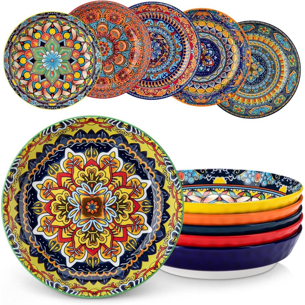 image:imagevancasso 32 Oz Pasta Bowls Porcelain Large Colorful Salad Soup Bowls Set of 6 Dishwasher amp Microwave Safe Pasta Serving Bowls Plates for Kitchen Dishwasher amp Microwave Safe Series KRVI