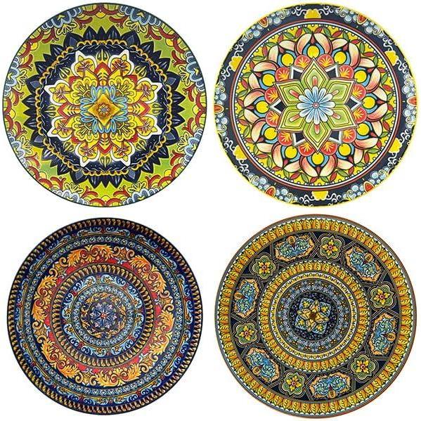 image:imagevancasso Plates and Bowls Sets12Piece Porcelain Dinnerware Set Service for 4 Bohemian Style Dishes Set for 4 Kitchen Dinner Set Microwave and Dishwasher Safe Scratch Resistant Series KRVIService for 4 12 Pcs