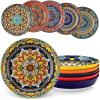 vancasso 32 Oz Pasta Bowls, Porcelain Large Colorful Salad Soup Bowls Set of 6, Dishwasher & Microwave Safe, Pasta Serving Bowls Plates for Kitchen, Dishwasher & Microwave Safe, Series KRVI