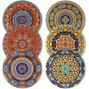 vancasso Bohemian Dinner Plates Set of 6, 10.5 Inch Ceramic Kitchen Plates for Dinner, Colorful Printed Dishes for Dining, Microwave & Dishwasher Safe Plate Set, Series KRVI(10.5in)